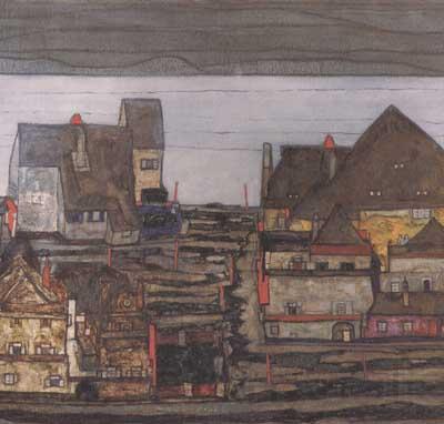 Egon Schiele Suburb I (mk12) France oil painting art
